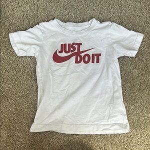 Nike Kids White Tee with Red Just Do It Graphic